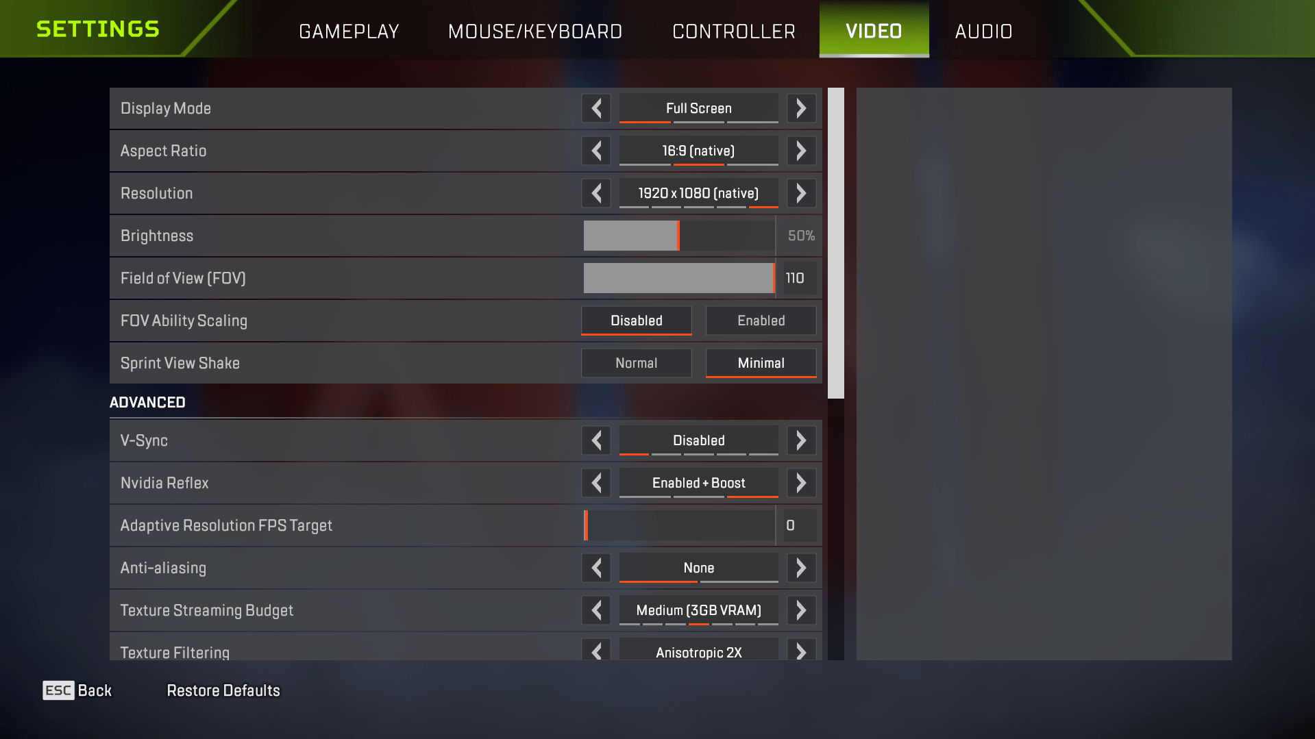 Apex 600+ FPS Settings